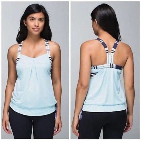 Lululemon Rest Less Tank Heathered Aquamarine Size 6 - Picture 1 of 6